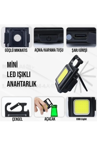 Thentech Çok Amaçlı Acil Durum Fenerli Açacaklı Anahtarlık Siyah