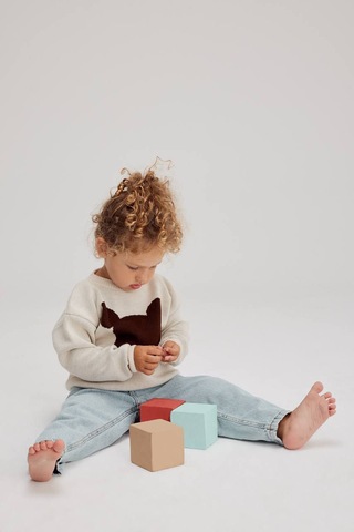 Lolliboomkids Unisex Çocuk Mickey Triko Kazak Bol Kesim Kot Pantolon Alt Üst Takım 2 Parça