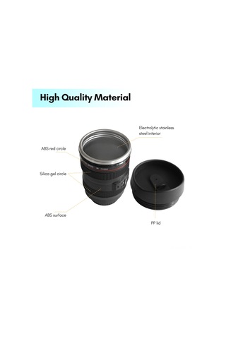 Monyee Kamera Lens Tasarımlı Paslanmaz Çelik Termos Bardak, 400ml, Düşük Taşınabilir, Sızıntı Engeli, Siyah, Fotoğraf Severlere Özel Hediye Beyaz