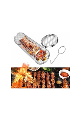 Taşınabilir Izgara Sepeti, Silindirli, Izgara Ağı, Paslanmaz Çelik, Izgara Silindiri, Her Türlü Sebzeye Uygun, French-b