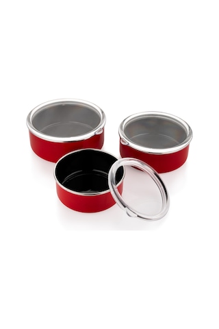 Schafer Komfort 3 Lü Saklama Kabı Seti 6 Parça-kırmızı Çok Renkli