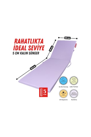 Xpermate Fermuarlı Şezlong Minderi Su Geçirmez 60x180x5 Lila