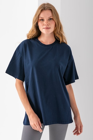 Giysa Kadın Bisiklet Yaka Düz Basic Pamuklu T-shirt Lacivert - 25501 Lacivert