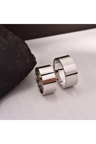 8 Mm Düz Gümüş Alyans Çifti Söz Yüzükleri Tektaş Hediye Wr63D