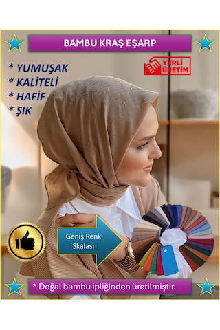Bambu Kraş Eşarp Tesettür Giyim, Hafif, Rahat, Şık, Yüksek Kalite, Hijab, Scarf, Shawl Mavimsi Gri