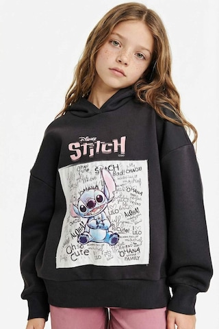 Defacto Kız Çocuk Disney Lilo & Stitch Oversize Geniş Kalıp Kapüşonlu İçi Yumuşak Tüylü Sweatshirt G6348a825wnar1 Antrasit-ar1