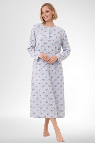 Mecit Pijama Mecit 6319 Mavi Büyük Beden Kadın Sabahlık Pijama Gecelik Set Mavi