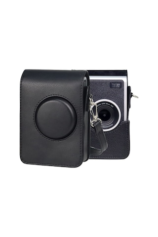 Sones Fujıfılm İnstax Mini Uyumlu Evo Uyumlu Askılı Dikey Tam Vücut Kamera Pu Deri Kılıf Çanta Siyah