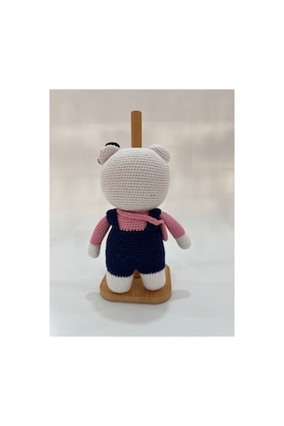 El Yapımı Amigurumi Kedi Örgü Oyuncak Bebek Tığ İşi 24 Cm Sevimli Hediye Lacivert