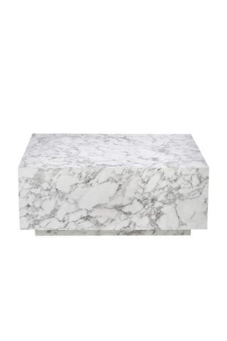 Most Lignum Mermer Görünümlü %100 Mdf Orta Sehpa 80x80 Cm Beyaz