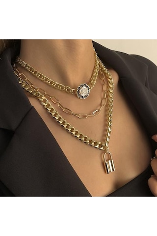 Retro Küçük Kokulu Rüzgar Kamelya Metal Zincir Kolye Avrupa Ve Amerikan Moda Çapraz Hollow Kilit Boyun Düğün Kolye Zincir Kolyeler Altın - Beyaz