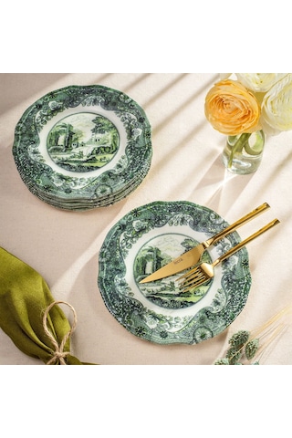Fecra Vintage Emerald 6 Parça Pasta Tabağı Seti Yeşil