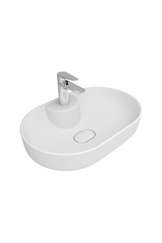 Kale Zero 2.0 60x40 Cm Ada Armatür Bantlı Mat Beyaz Oval Çanak Lavabo