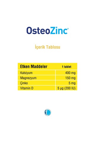 Osteozinc Kalsiyum Magnezyum Çinko D Vitamini 30 Tablet