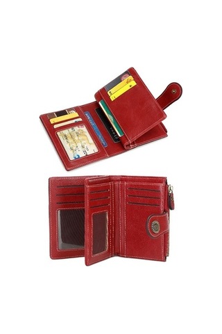 Linjinxu Rfıd Hırsızlık Önleyici Fırça Kadın Cüzdanı Çoklu Kart Pozisyonlu Tokalı Cüzdan Kısa Fermuarlı Çanta Siyah Siyah