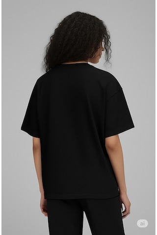 Unisex Renkli Graffiti Baskılı Oversize Beyaz T-shirt Siyah