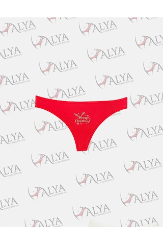 Alya Underwear Yeni Yıl Temalı Baskılı String, Kırmızı Tanga Külot Aşk Tanrısı Tekli Paket Kırmızı Mc Baskılı