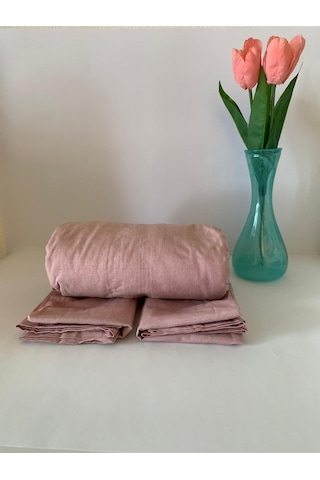 Battal Boy Yastıklı Çarşaf Takımı %100 Pamuklu 180x200 Pastel Pembe