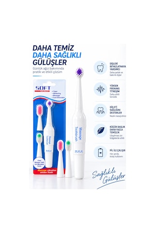 Elektrikli - 923 - Masajlı Diş Fırçası 3 Başlıklı - Metemıx - Derin Temizlik