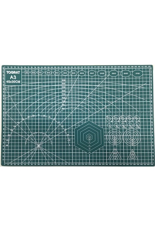 Tograt A3 Kesme Matı Patchwork - Çift Taraflı Kesim Altlığı - 42x30cm + 30cm Çelik Cetvel