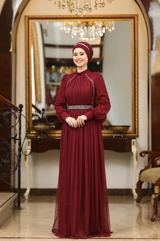 Melisma Efsane Tesettür Abiye Bordo