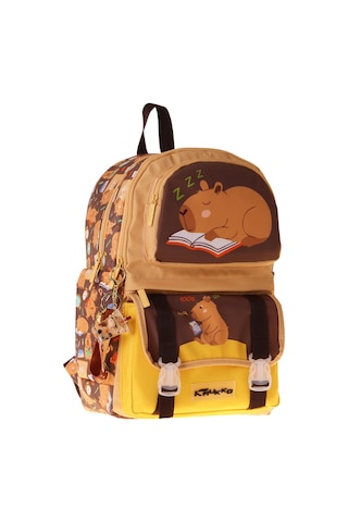 Kaukko Kids Dört Bölmeli Erkek Çocuk Clever Baskılı Kahverengi Okul Sırt Çantası - L5384