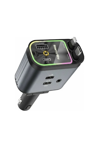 Kargo 4 Ü 1 Arada Araç Çakmaklık Şarj Cihazı 66w Type-c Hızlı Şarj Çift Usb Telefon Şarj Geri Çekilebilir