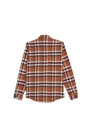 Tudors Erkek Slim Fit Dar Kesim Kareli Kışlık Oduncu Gömlek-42366 Kahverengi
