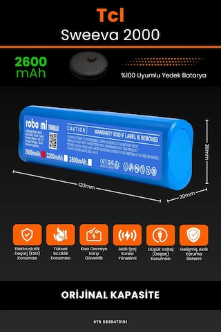 Tcl Sweeva 2000 Serie 2600mAh Robot Süpürge Bataryası