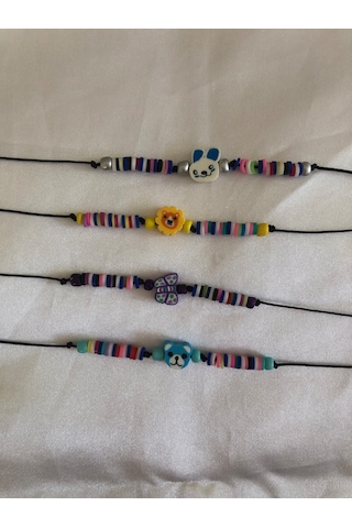 4 Lü Fimo Hayvan Figürlü Bileklik Çok Renkli