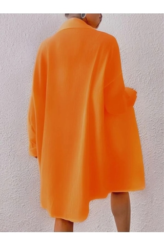Bürümcük Kumas Oversize Gömlek Turuncu
