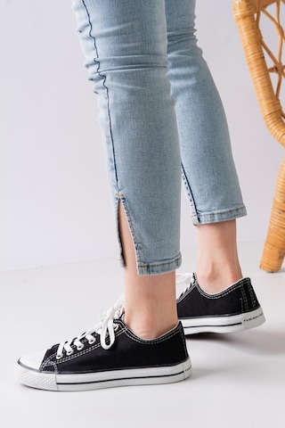N Moda Unisex Keten Ayakkabı Spor Ayakkabı Günlük Sneakers Kısa Siyah