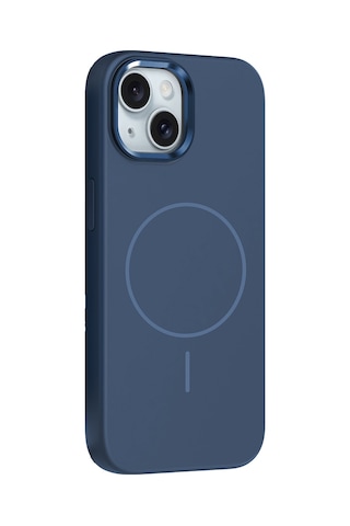 Apple Uyumlu iPhone 14 Kılıf M-safe Şarj Özellikli Metal Kamera Çerçeveli Zore Edi Silikon Kapak Lacivert