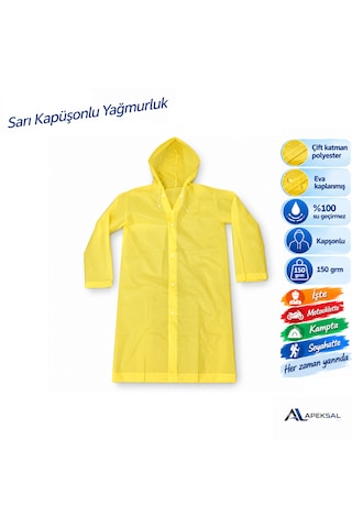 3 Adet Sarı Kapüşonlu Yağmurluk Su Geçirmez İş Kamp Seyahat Motosiklet Acil Durum Şeffaf