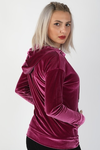 Balins Kapüşonlu Kadife Sweatshirt Fuşya Çok Renkli