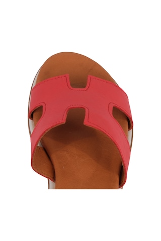 Napa Shoes Kadın H Kesimli Düz Taban Hakiki Terlik Napa-1202 Kırmızı