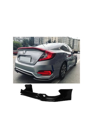 Honda Civic Fc5 Turbo Arka Ek Plastik Siyah Difüzör 2016 2017 2018 2019 Arka-difizör-bodykit-ek