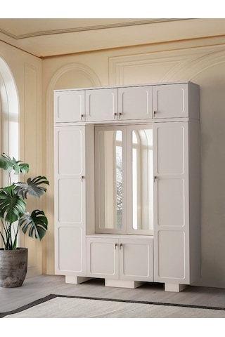 Neva Mdf Portmanto Krem - Meşe