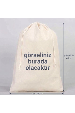 Lunora Collection Kişiye Özel Baskı Bez Kese 10 Adet Açık Krem