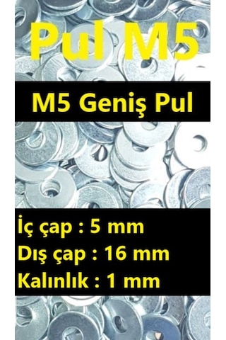 Pul - M5 Geniş Pul - 3/16 Pul (100 Adet) Ar.10 N11.59317 Pul - M5 Geniş Pul - 3/16 Pul (100 Adet) Ar.10 N11.59317