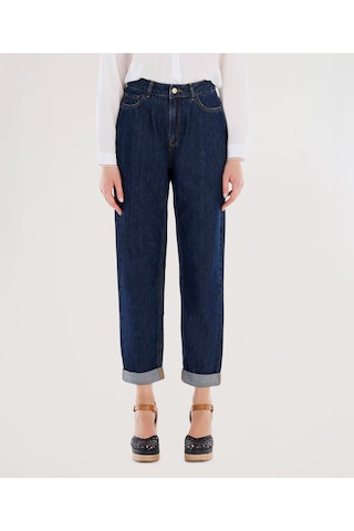 Yargıcı Nakış Detaylı Yüksek Bel Rahat Fit Denim Pantolon 25ykpn3016x 515 Mavi