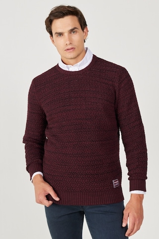 Wrangler Regular Fit Normal Kesim Bisiklet Yaka Bordo Erkek Triko Kazak W232580810 Bordo