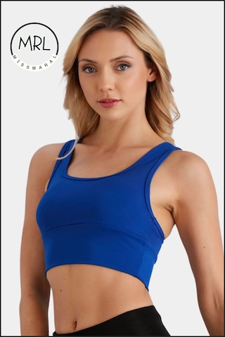 Kadın Saks Mavi Sporcu Sütyeni Pedli Likralı Destekleyici Su Sporları Koşu Fitness Dans Sportsbra Saks Mavi