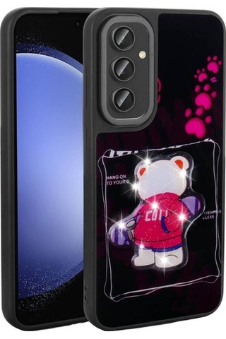 Galaxy S23 Fe Kılıf Parlayan Kabartmalı İkonik Figürlü Zore Amas Silikon Kapak Siyah
