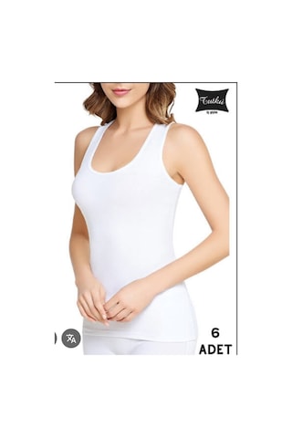Tutku Geniş Askılı Atlet 6lı Beyaz