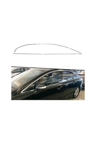 Honda Civic 2006 Tam Tur Paslnamaz Krom Cam Çerçeve Çıtası Seti 4