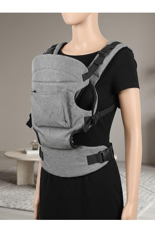 Bcburkaycanta Bel & Sırt Destekli 4-12 Kg Ergonomik Kanguru Çok Yönlü Ayarlanabilir Gri