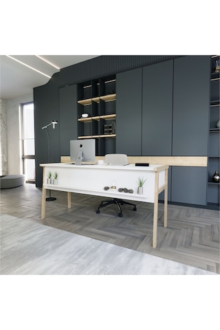 Zenith Ofis Masası Beyaz Meşe