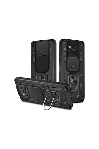 Nihcase Xiaomi Poco X3 Kılıf Magnetik Standlı Kamera Korumalı Slide Sürgülü Cover Kapak