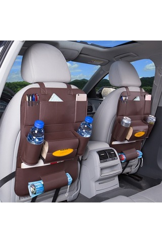 Pu Deri Araba Koltuğu Arkası Düzenleyici Arka Koltuk Saklama Kutusu Kahve